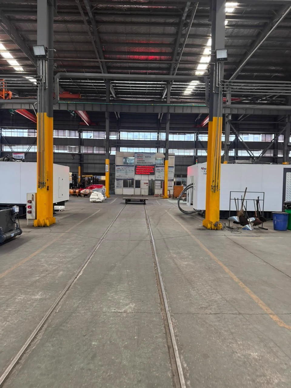 Finished machines in the despatch warehouse