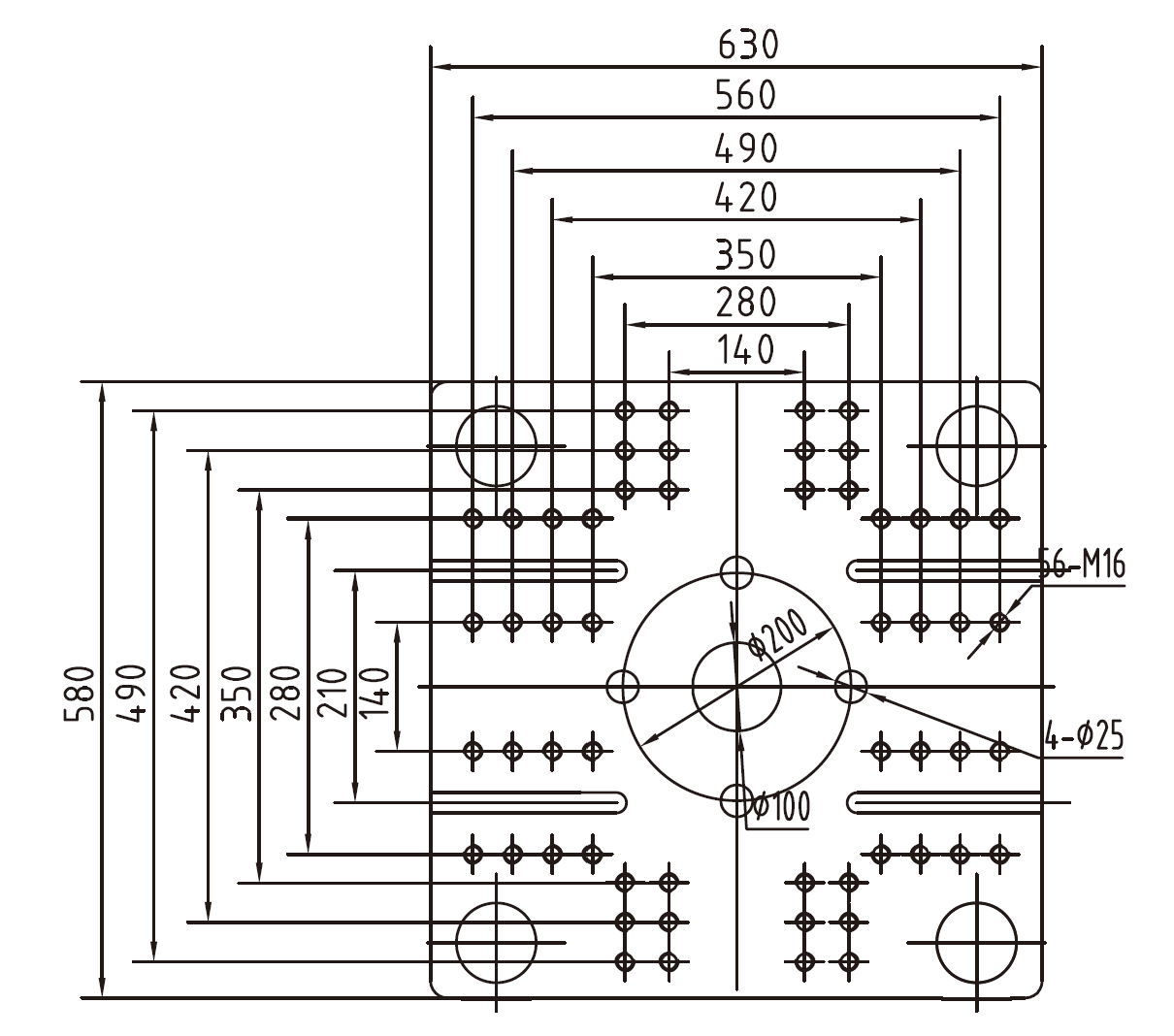 Platen Dimensions (movable)