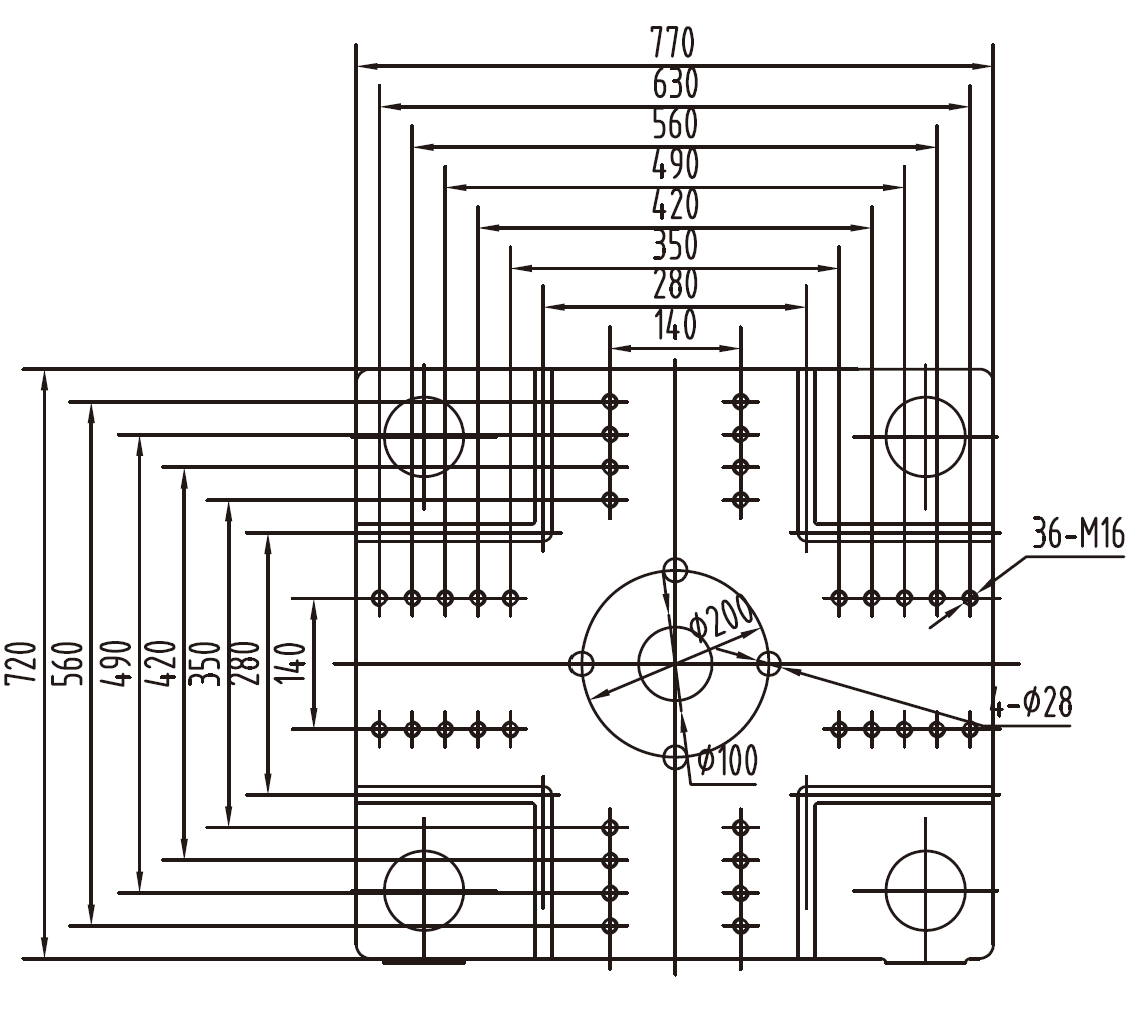 Platen Dimensions (movable)