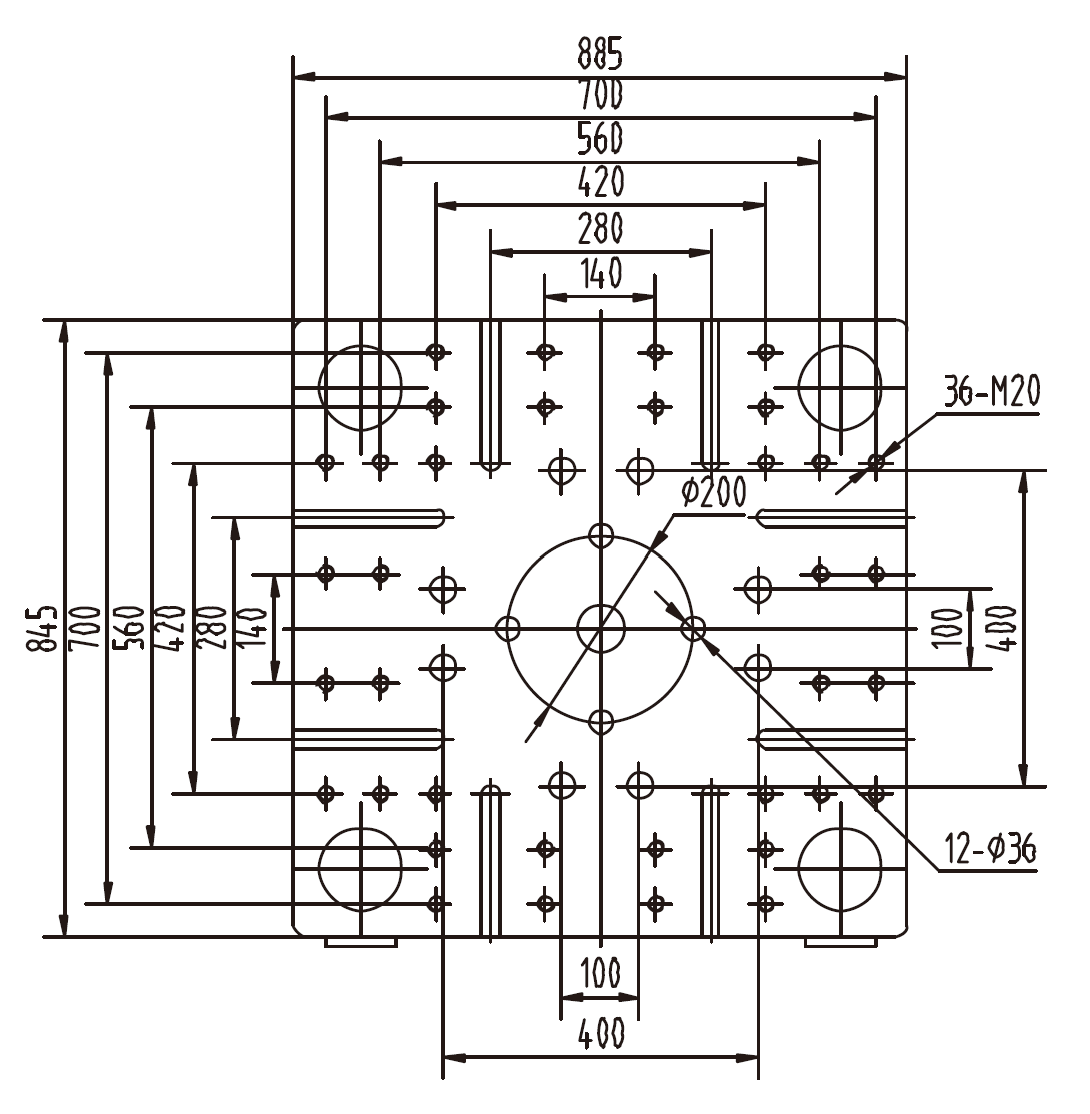 Platen Dimensions (movable)