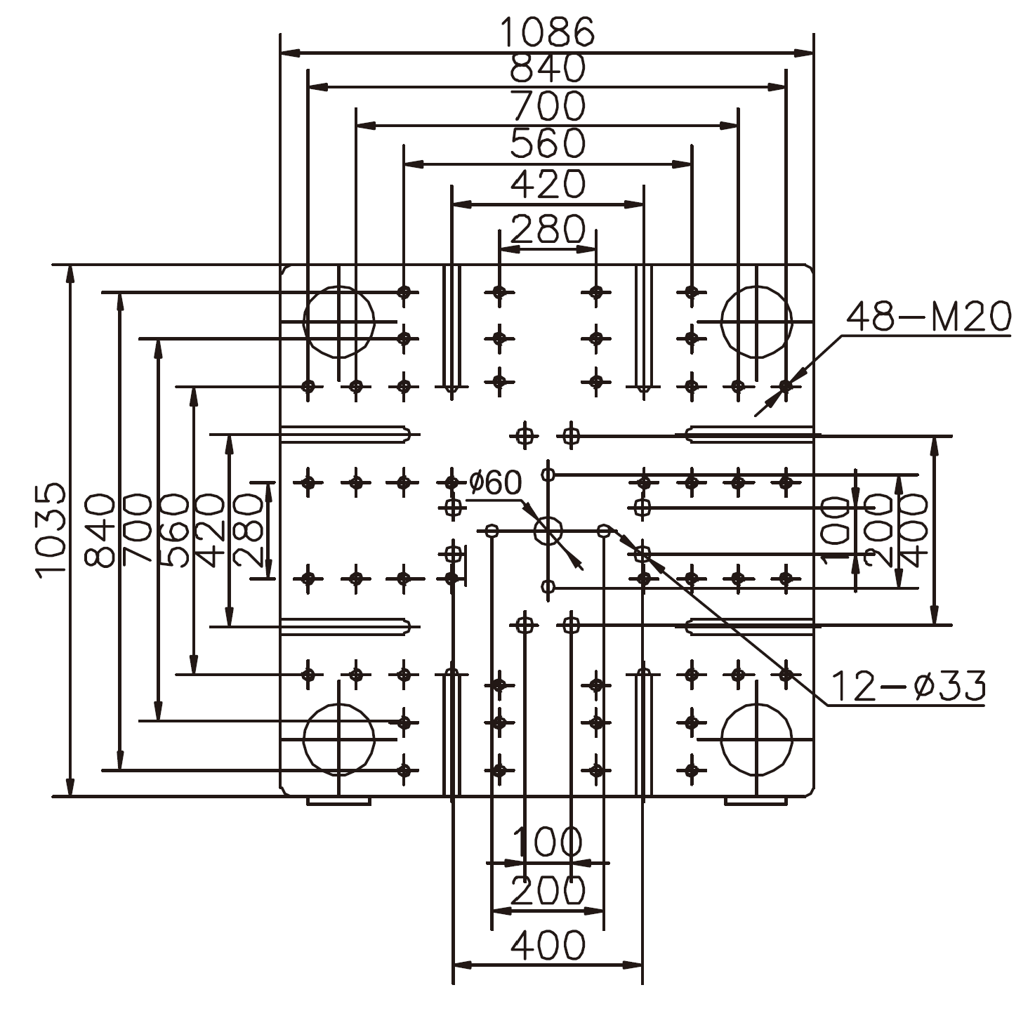 Platen Dimensions (movable)