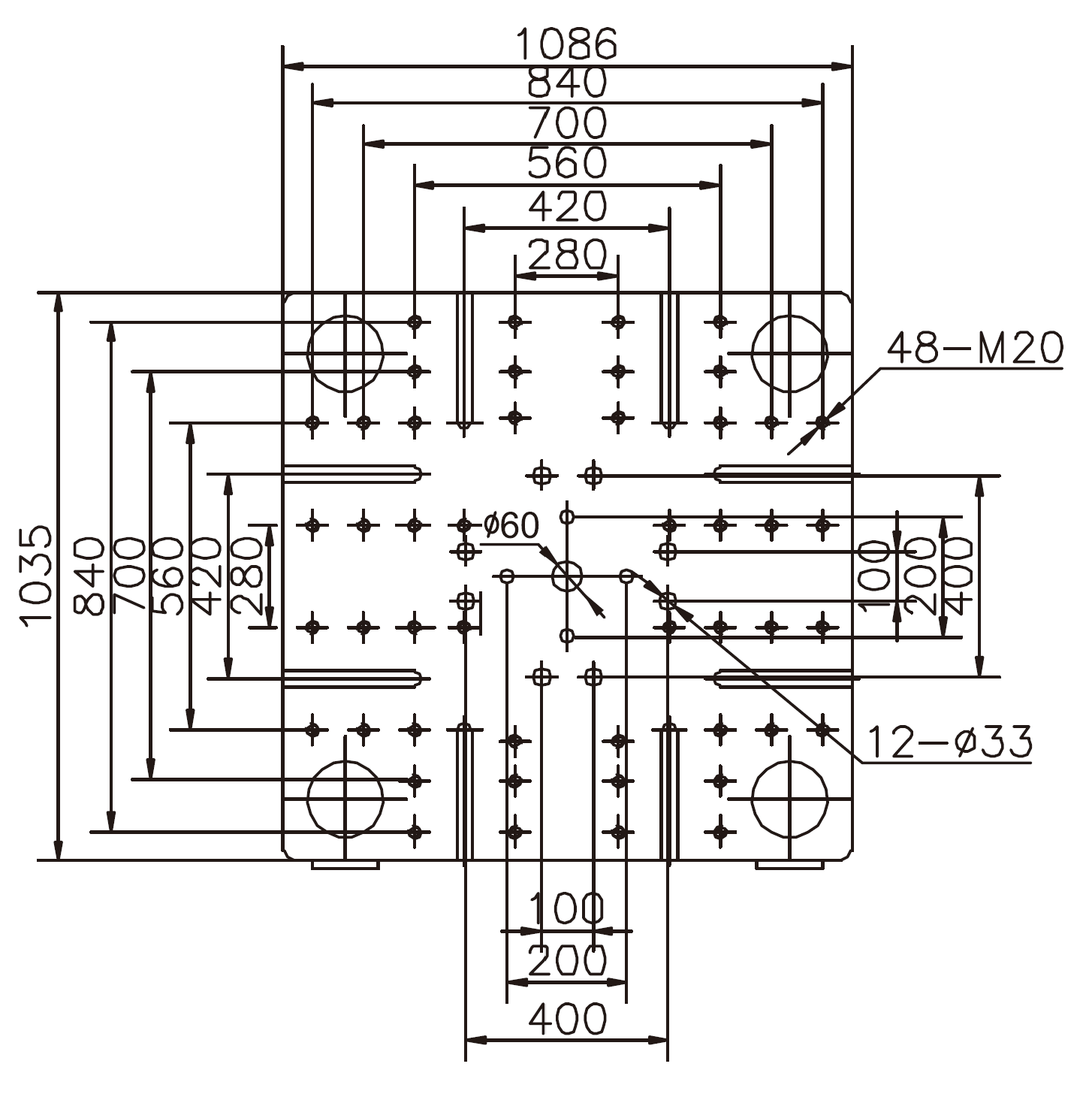 Platen Dimensions (movable)
