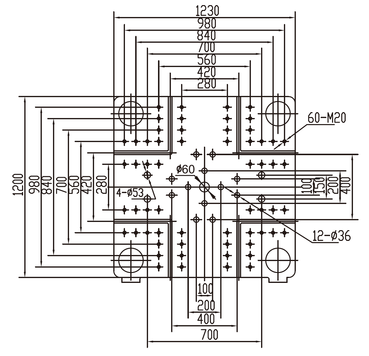 Platen Dimensions (movable)