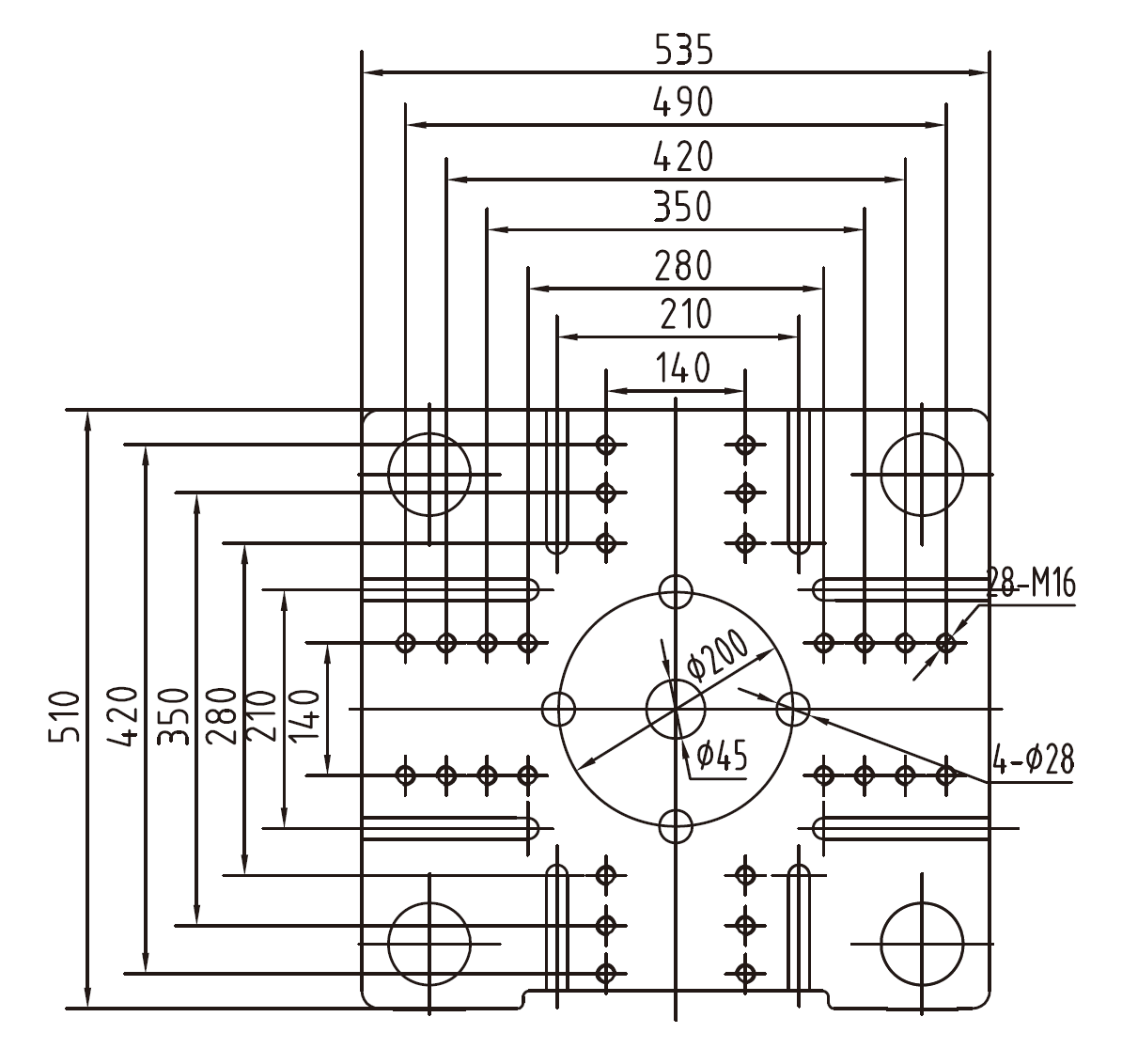 Platen Dimensions (movable)