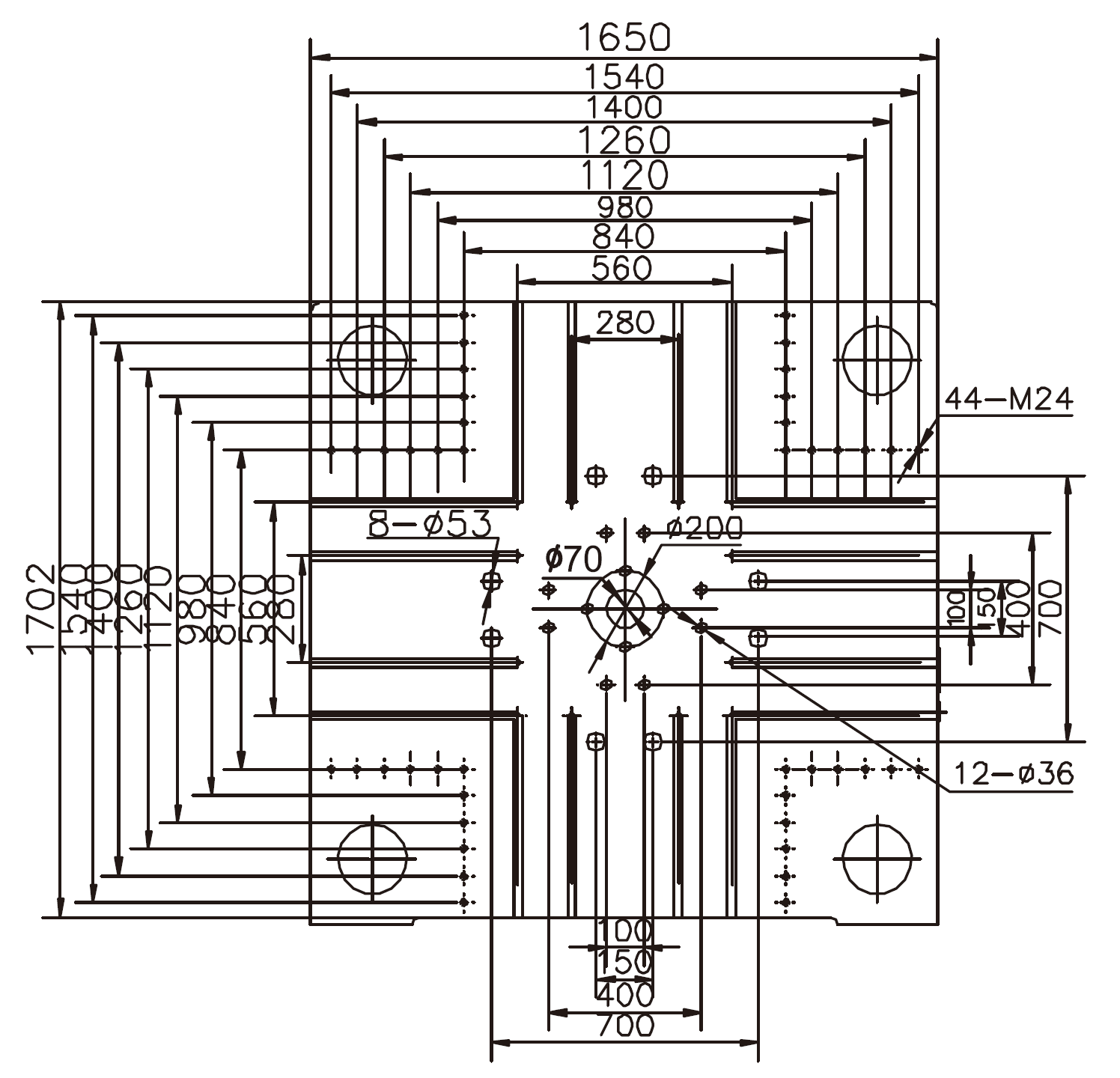Platen Dimensions (movable)