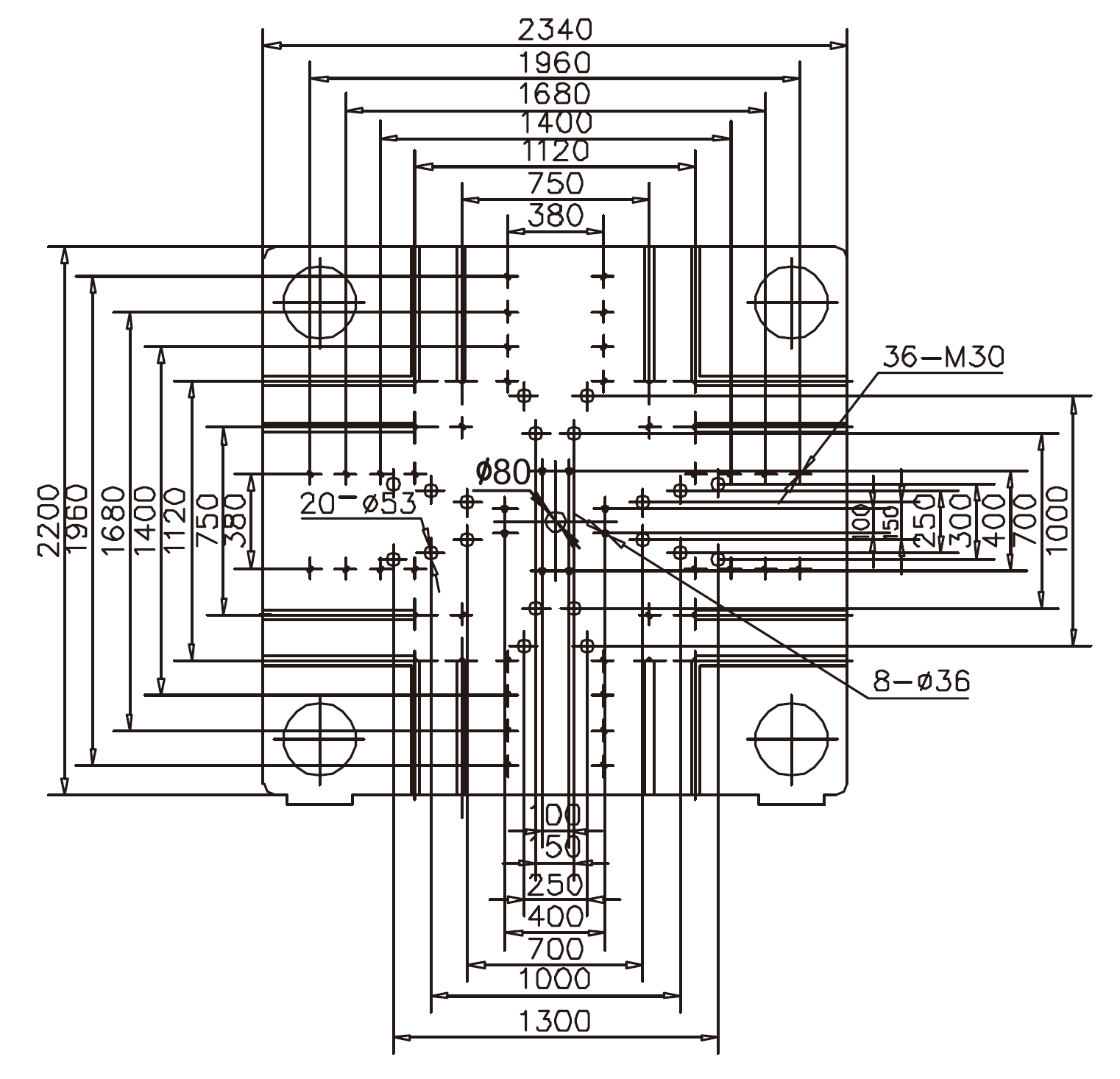Platen Dimensions (movable)