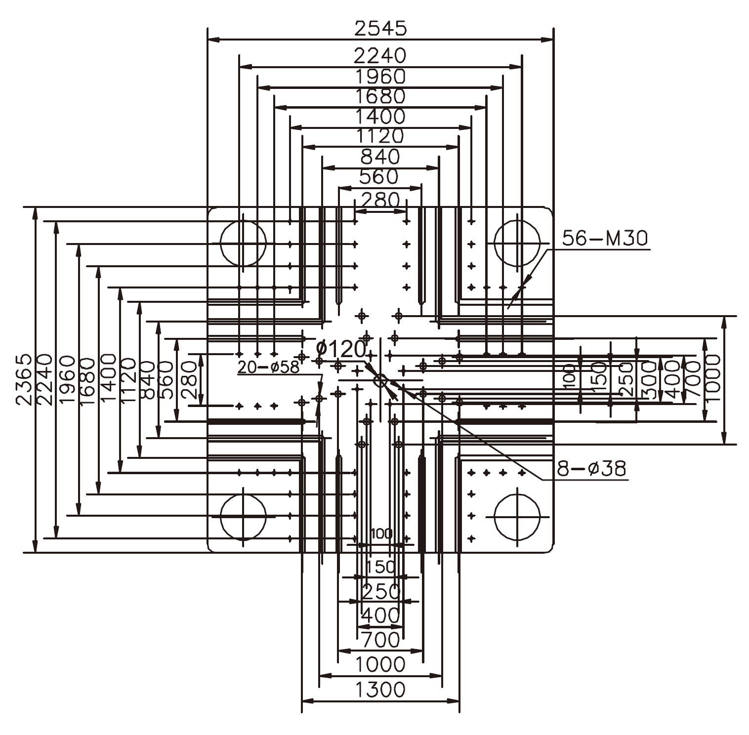 Platen Dimensions (movable)