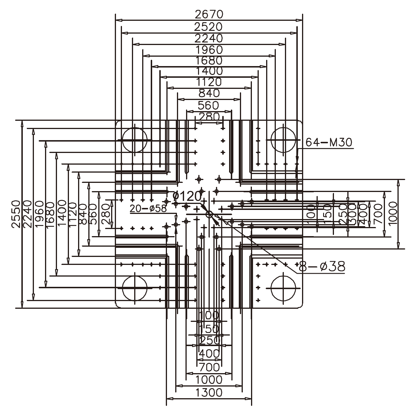 Platen Dimensions (movable)