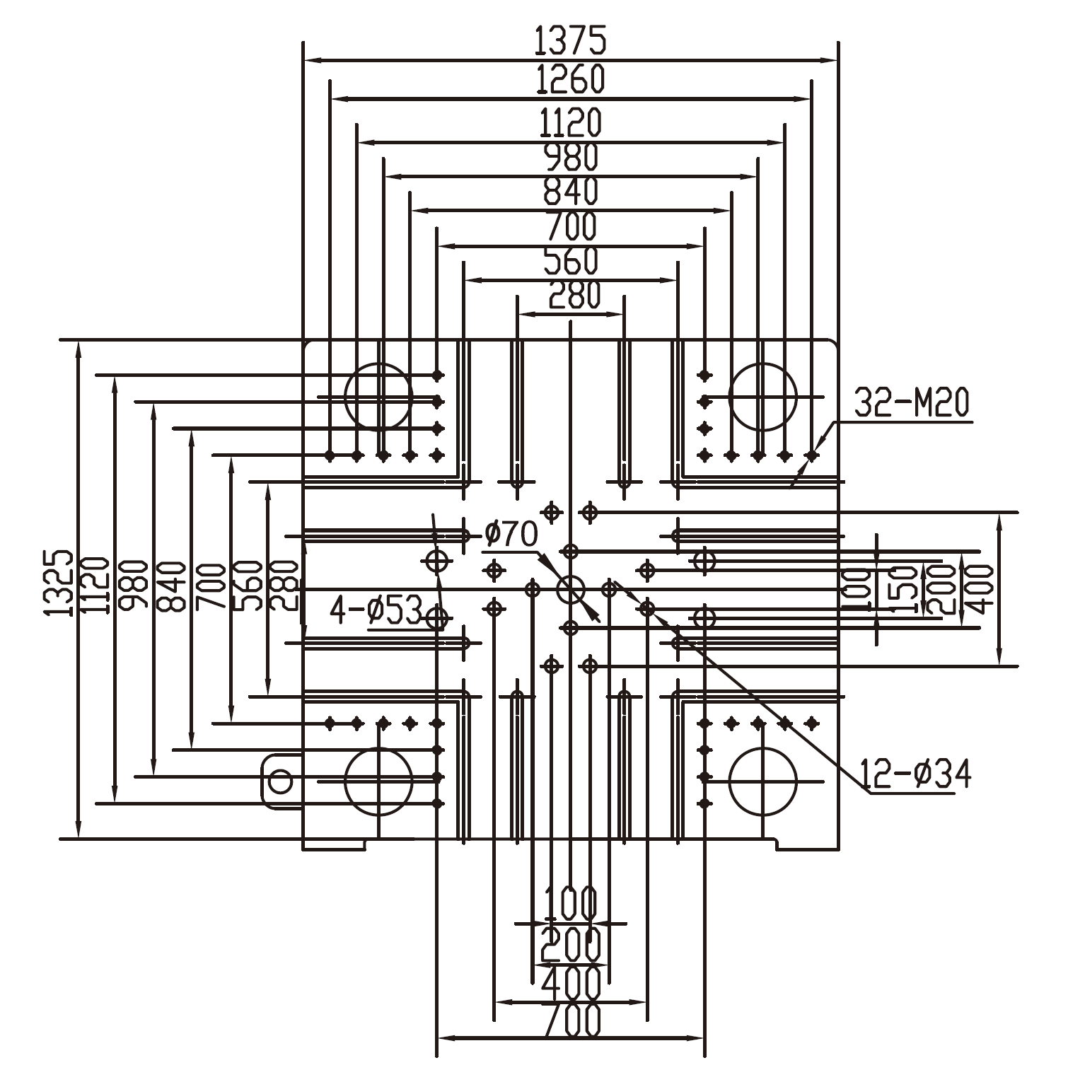 Platen Dimensions (movable)