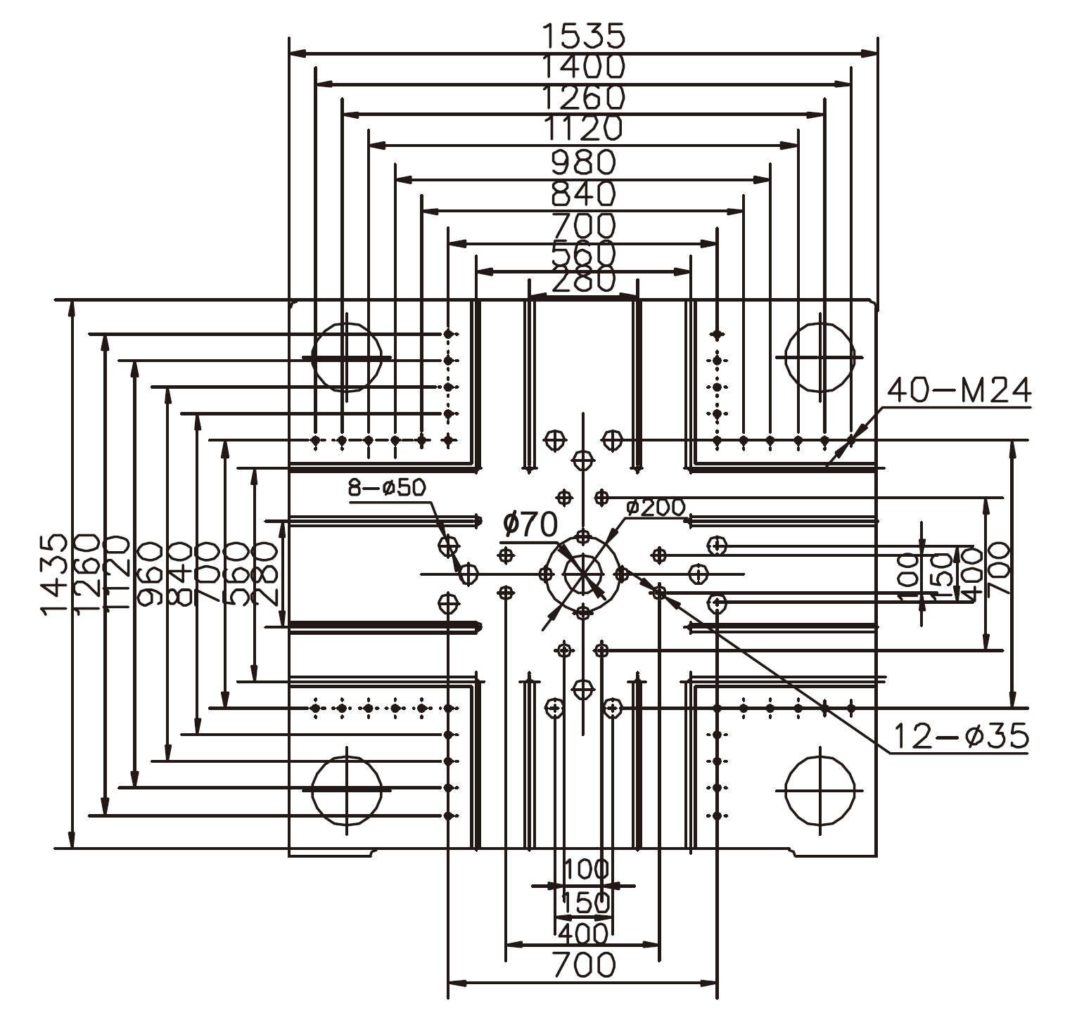 Platen Dimensions (movable)